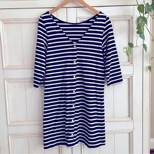 Amour Vert Organic Cotton striped button back dress